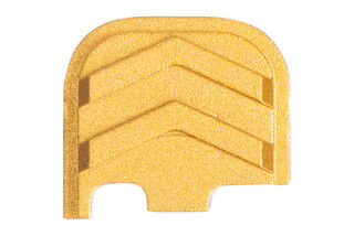 Tyrant CNC Slide Cover Plate Fits GLOCK 43X/48 in gold with chevron pattern